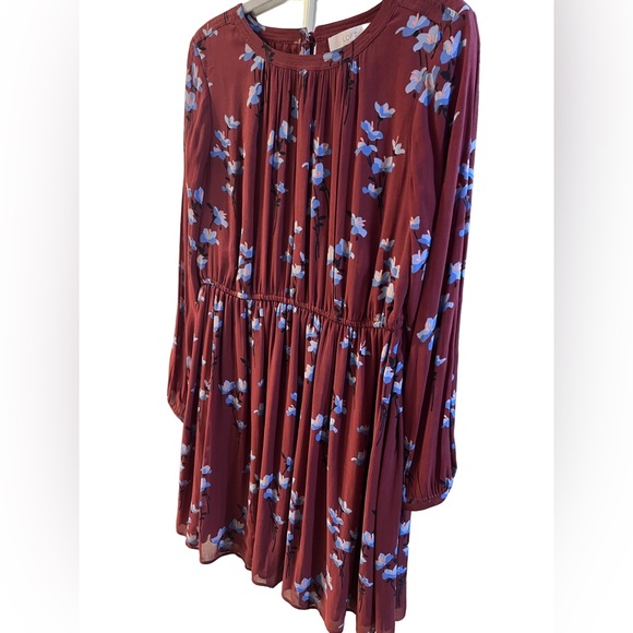 LOFT Dresses & Skirts - LOFT Burgundy and Blue Floral Dress